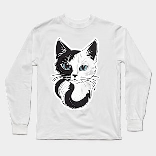 Black and White Cat Long Sleeve T-Shirt